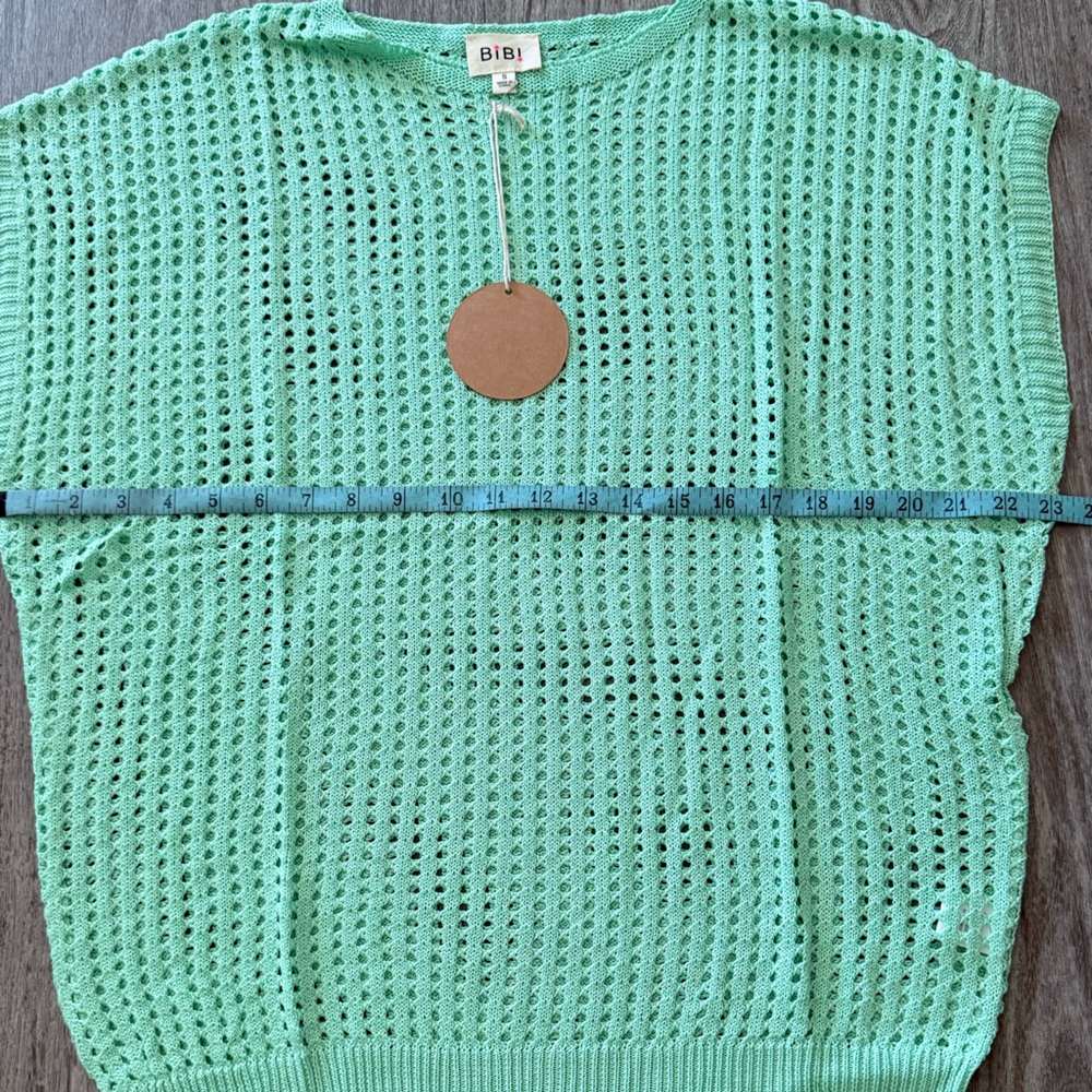 BiBi Light Green Open Knit Sweater NWT - Picture 4 of 8